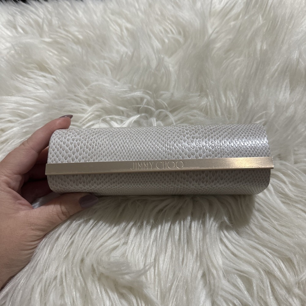 Jimmy Choo Faux Snake Skin Semi Soft Eyeglasses Case Magnetic Closure EUC